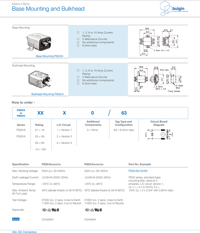 PS02-A獨立電源濾波器選型