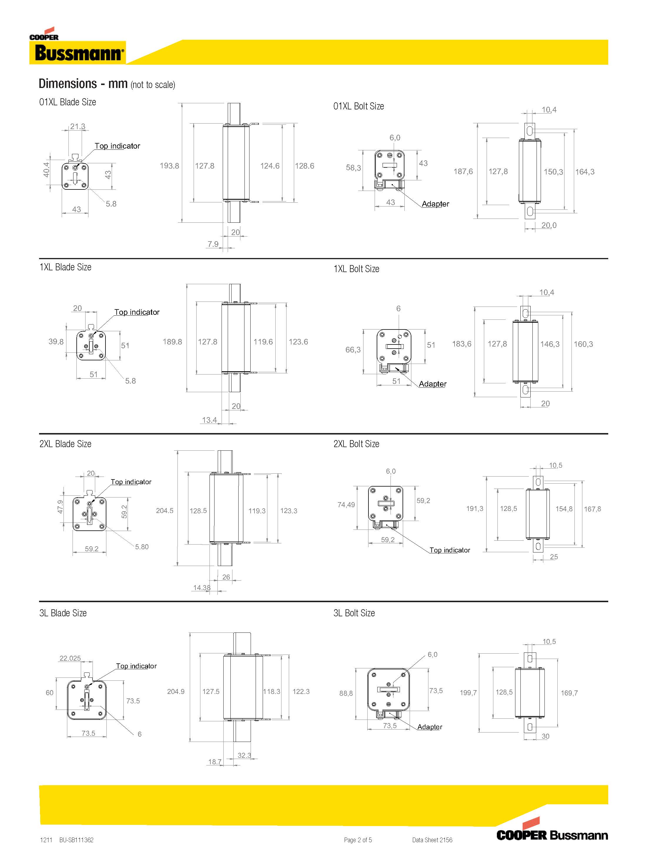 PV光伏熔斷器 XL系列 產品尺寸圖