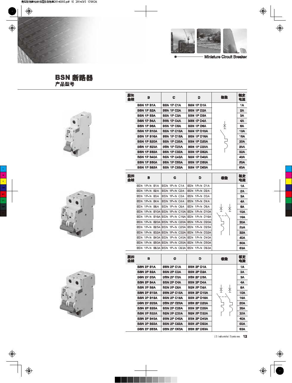 BSN系列微型斷路器產品型號