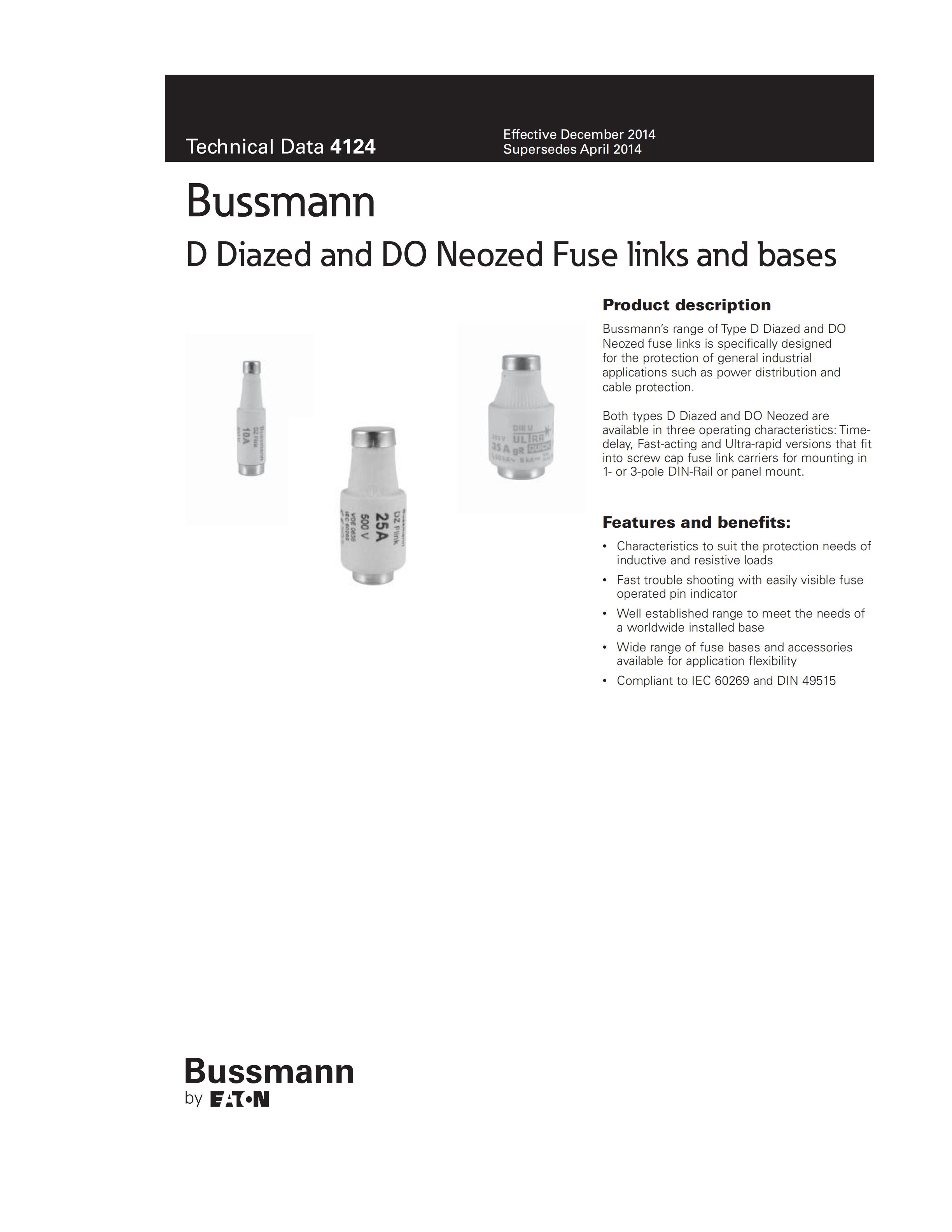 BUSSMANN D型酒瓶是熔斷器